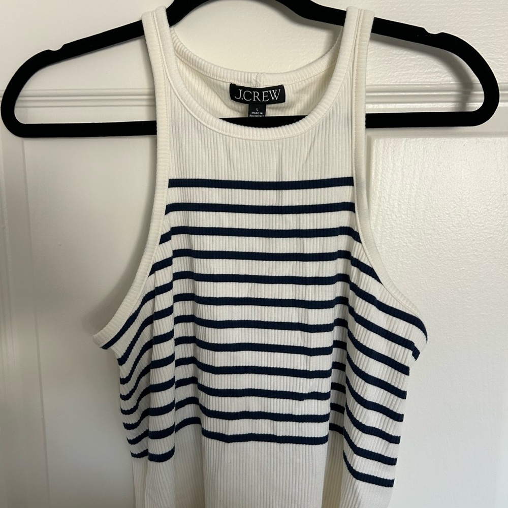 J Crew Striped Tank - White and Blue